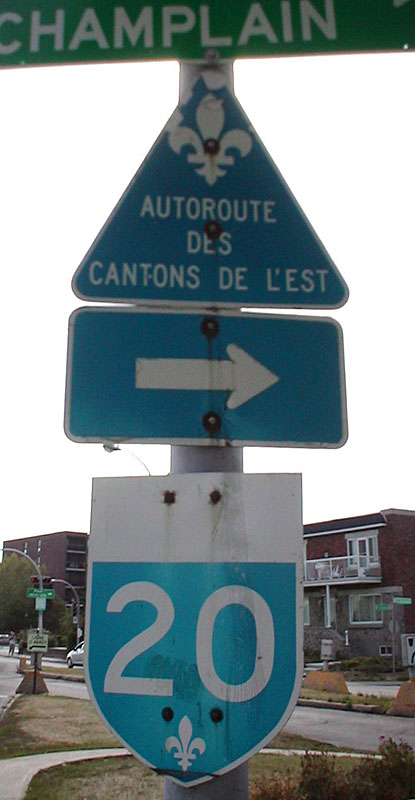 Quebec Autoroute 20 sign.