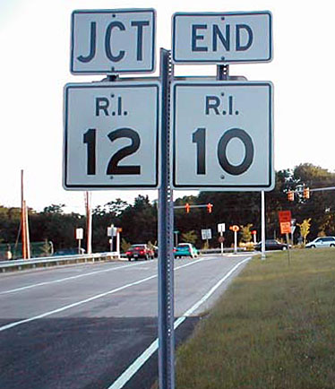 Rhode Island - State Highway 10 and State Highway 12 sign.
