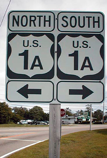 Rhode Island U. S. highway 1A sign.