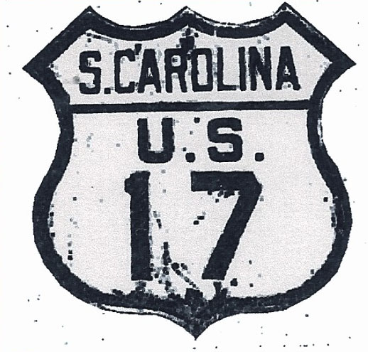 South Carolina U. S. highway 17 sign.