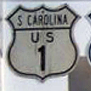 South Carolina U.S. Highway 1 sign.