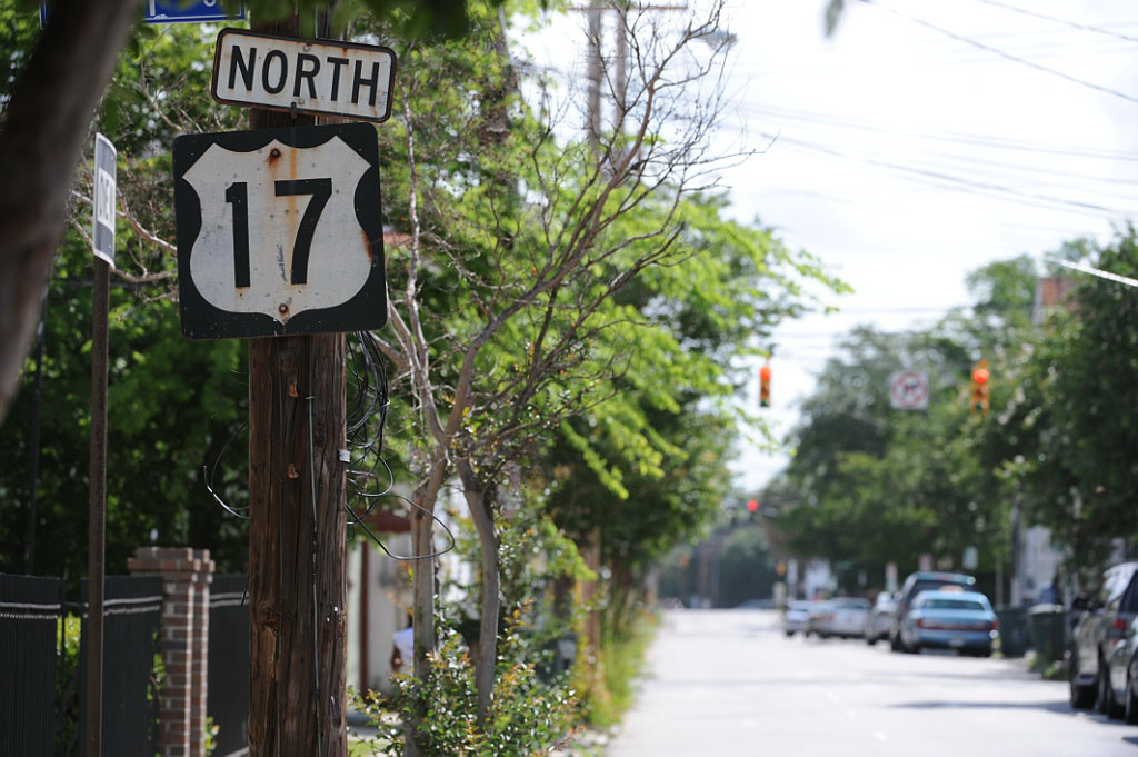 South Carolina U. S. highway 17 sign.
