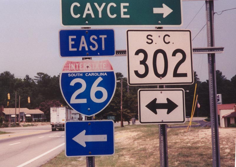South Carolina - Interstate 26 and State Highway 302 sign.