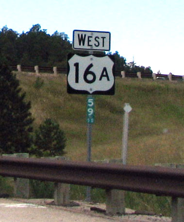 South Dakota U. S. highway 16 sign.