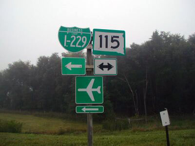 South Dakota - State Highway 115 and Interstate 229 sign.