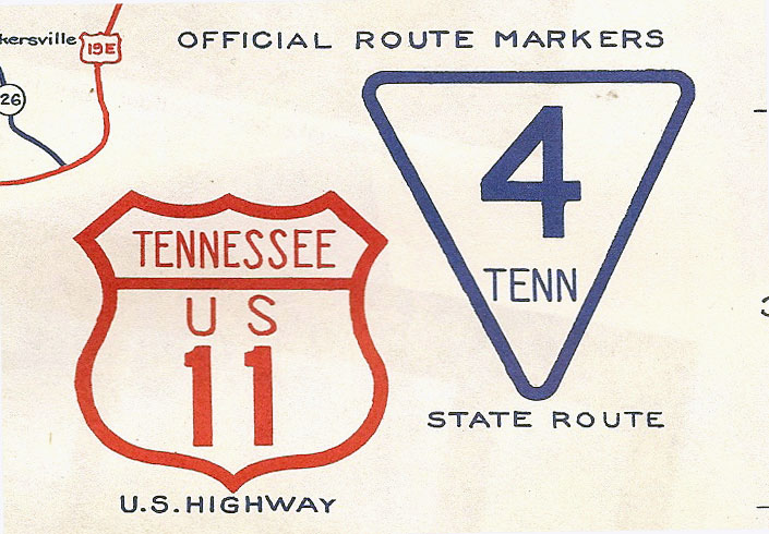Tennessee - State Highway 47, U.S. Highway 43, U.S. Highway 41, U.S. Highway 70N, U.S. Highway 31, State Highway 4, and U.S. Highway 11 sign.
