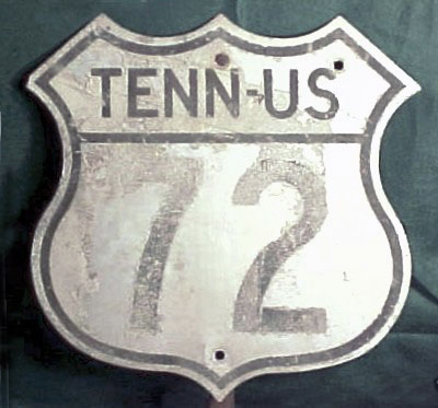 Tennessee U.S. Highway 72 sign.