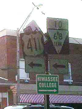 Tennessee - U.S. Highway 411 and State Highway 68 sign.