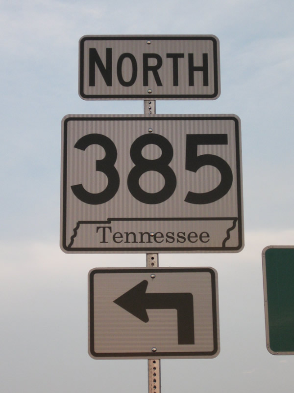 Tennessee State Highway 385 sign.