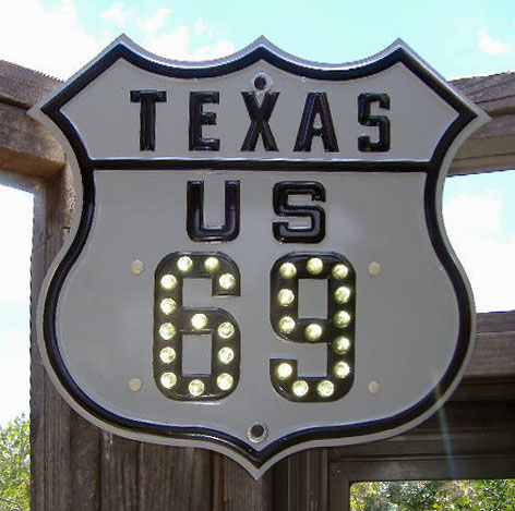 Texas U.S. Highway 69 sign.