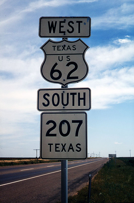 Texas - State Highway 207 and U.S. Highway 62 sign.