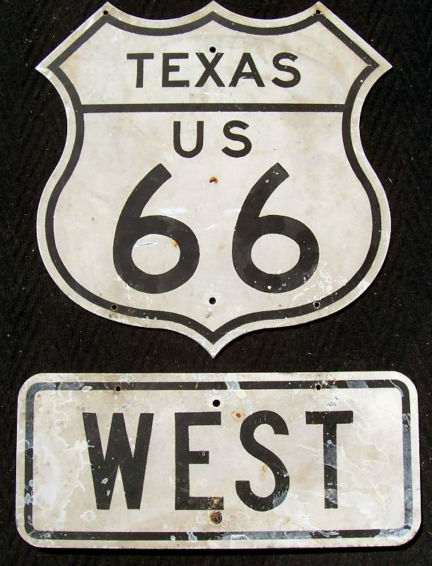 Texas U. S. highway 66 sign.