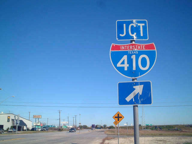 Texas Interstate 410 sign.