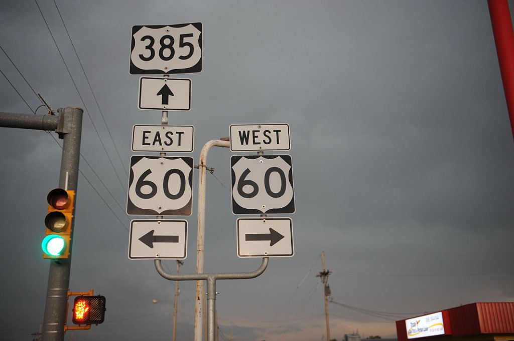 Texas - U.S. Highway 60 and U.S. Highway 385 sign.