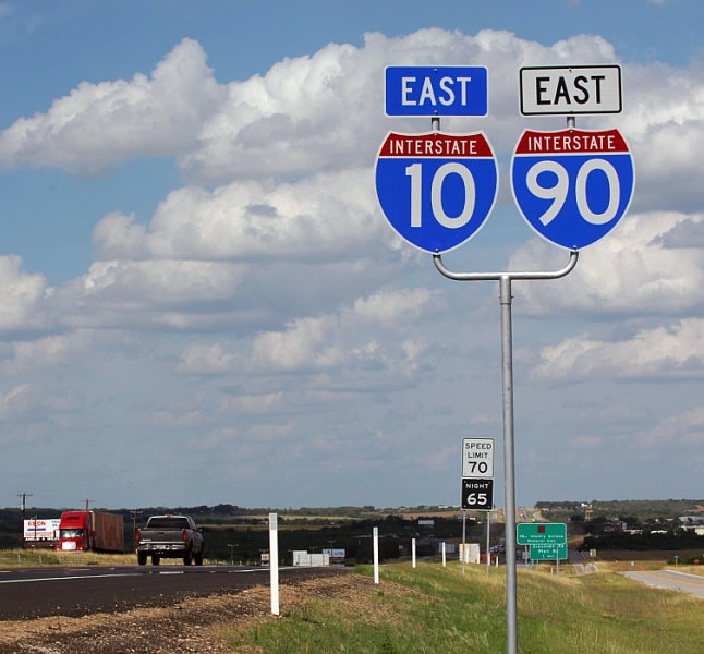 Texas - interstate 90 and interstate 10 sign.