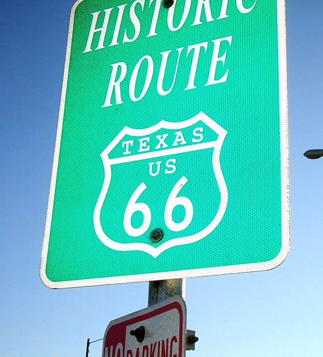Texas U.S. Highway 66 sign.
