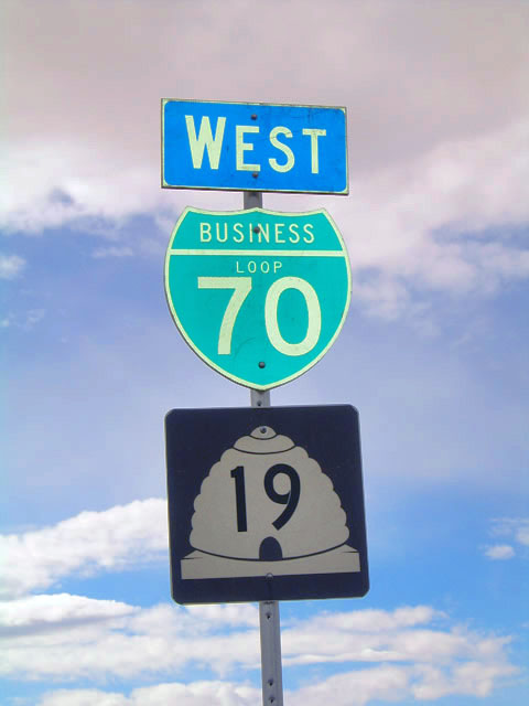 Utah - State Highway 19 and business loop 70 sign.