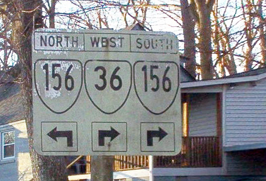 Virginia - state highway 36 and state highway 156 sign.
