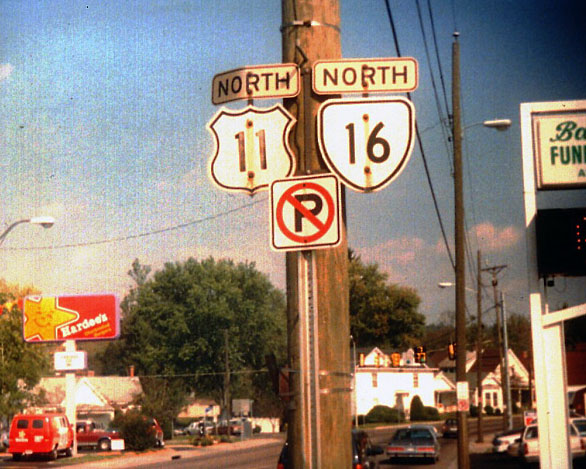 Virginia - state highway 16 and U. S. highway 11 sign.
