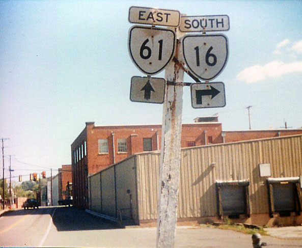 Virginia - State Highway 16 and State Highway 61 sign.