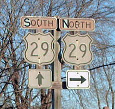 Virginia U.S. Highway 29 sign.