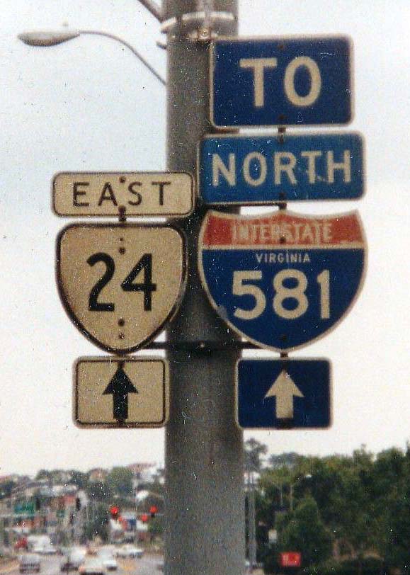 Virginia - State Highway 24 and Interstate 581 sign.