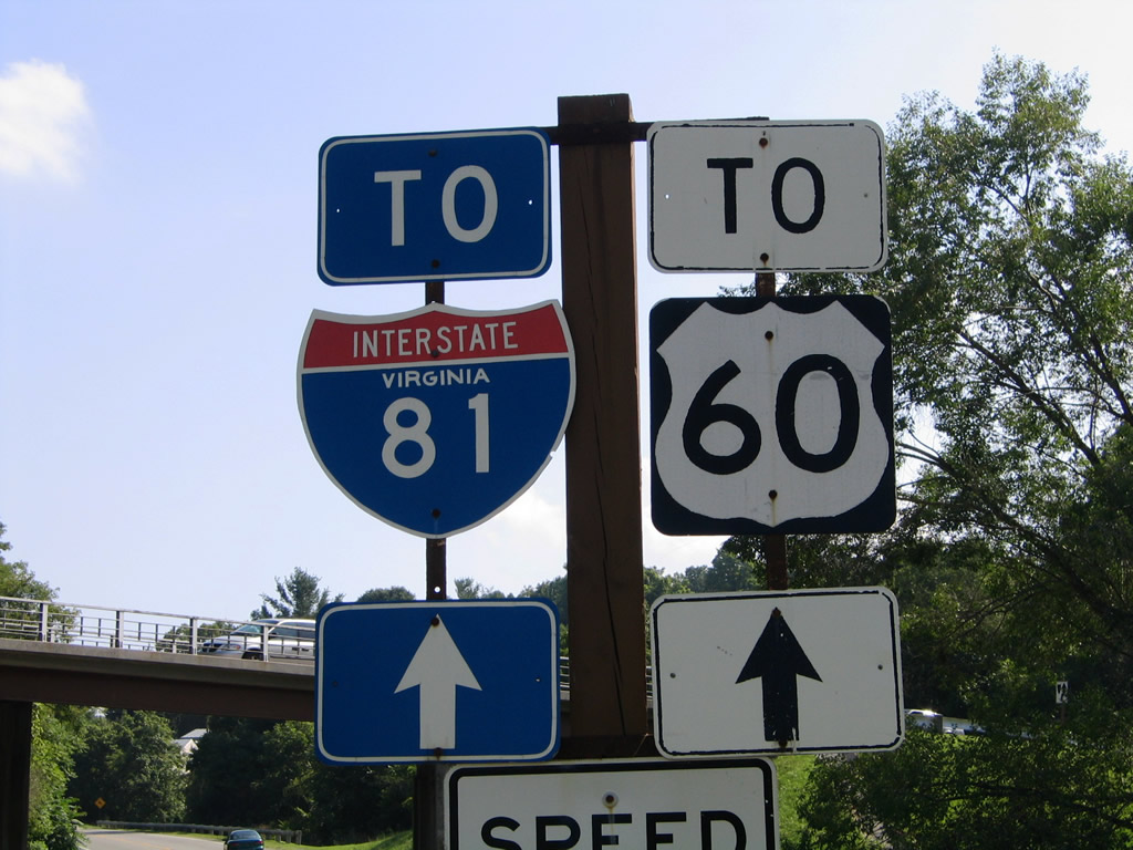Virginia - Interstate 81 and U.S. Highway 60 sign.