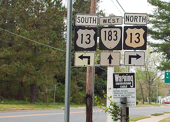 Virginia - U.S. Highway 13 and State Highway 183 sign.