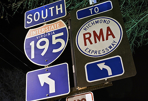 Virginia - Richmond Expressway and Interstate 195 sign.