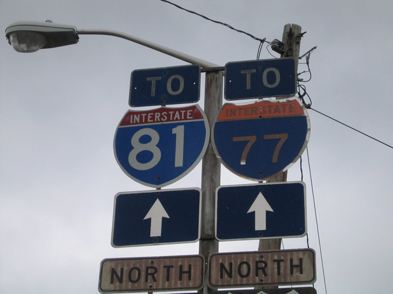Virginia - Interstate 77 and Interstate 81 sign.