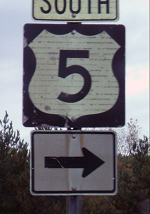 Vermont U.S. Highway 5 sign.