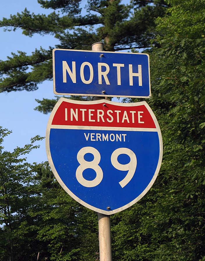 Vermont interstate 89 sign.
