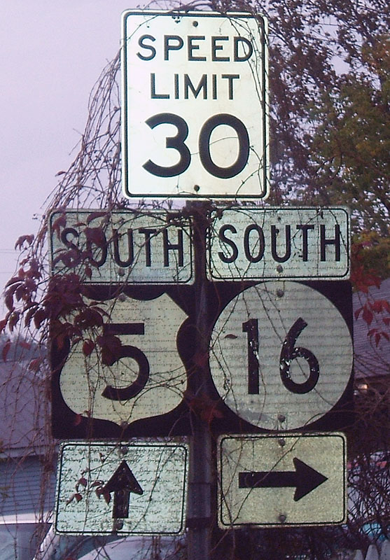 Vermont - U.S. Highway 5 and State Highway 16 sign.