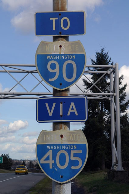 Washington - Interstate 90 and Interstate 405 sign.