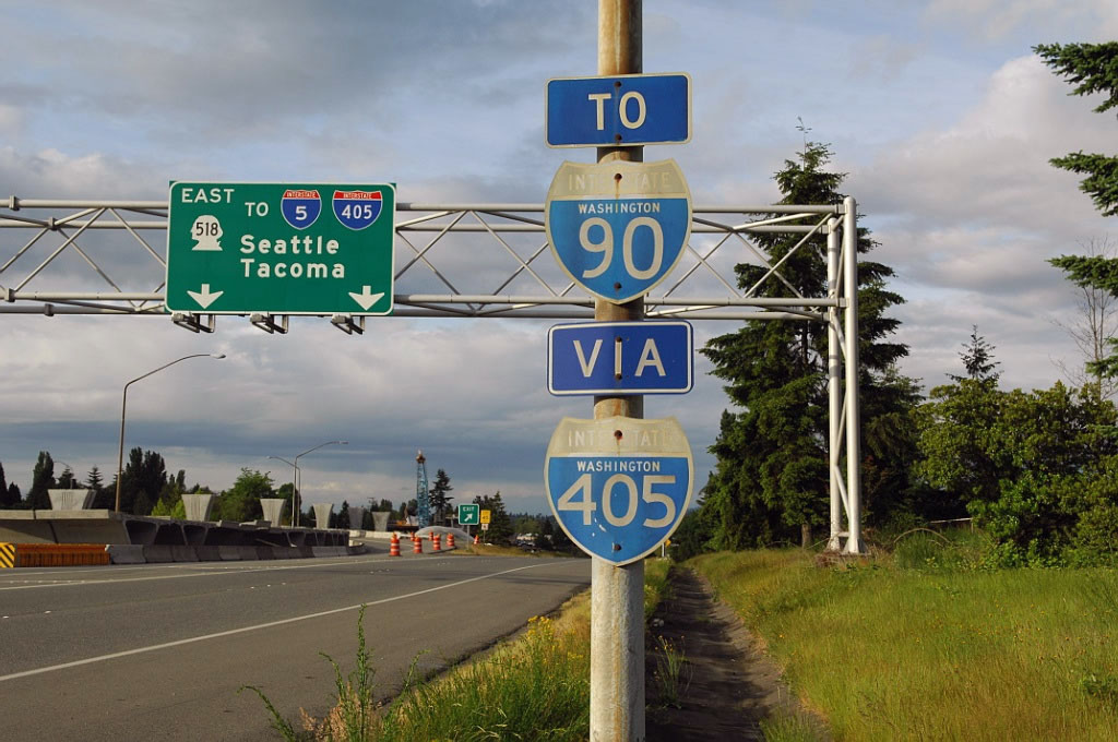 Washington - Interstate 90 and Interstate 405 sign.
