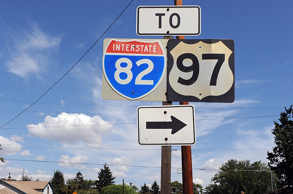 Washington - U. S. highway 97 and interstate 82 sign.