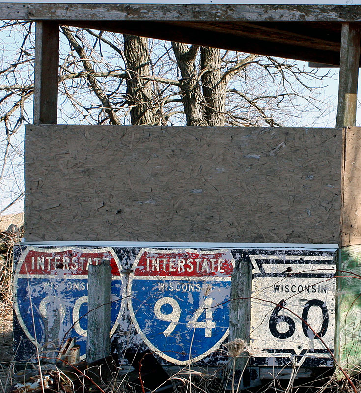 Wisconsin - State Highway 60, Interstate 94, and Interstate 90 sign.