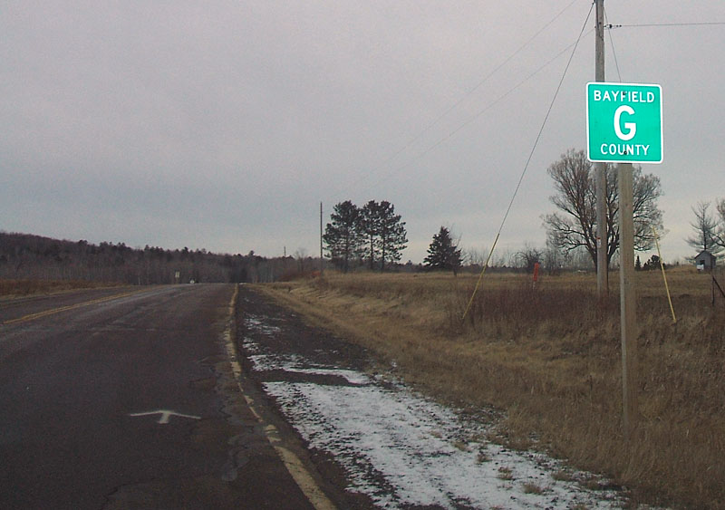 Wisconsin Bayfield County route G sign.