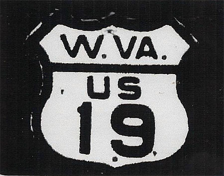 West Virginia U.S. Highway 19 sign.