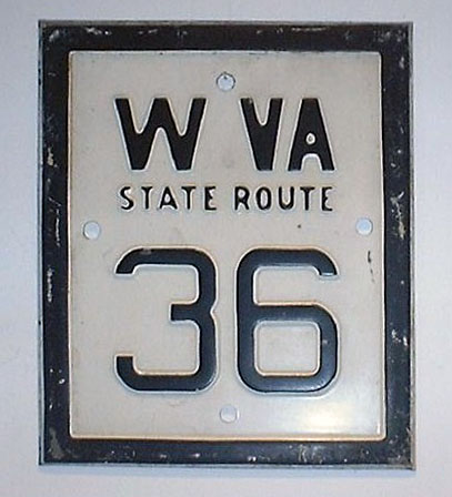 West Virginia State Highway 36 sign.