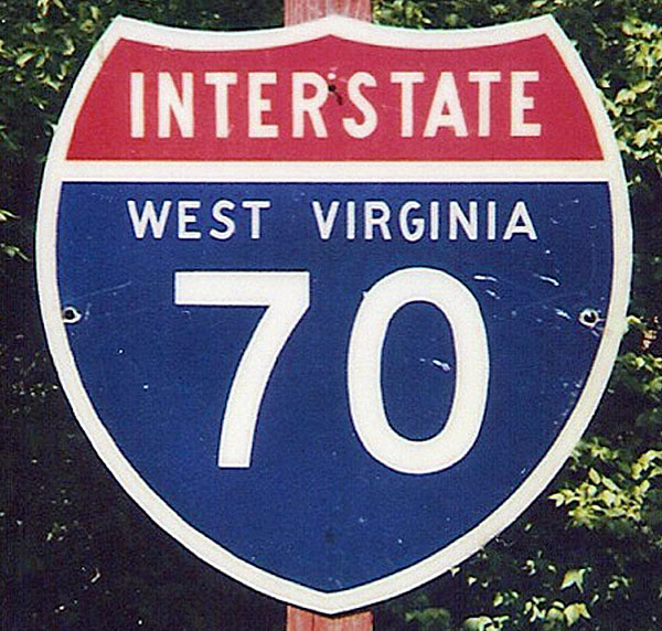 West Virginia Interstate 70 sign.