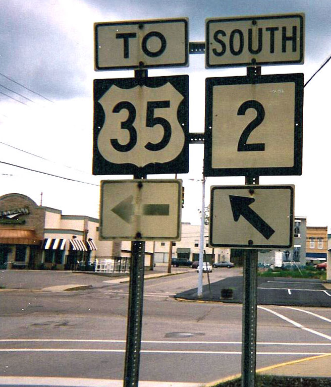 West Virginia - U.S. Highway 35 and State Highway 2 sign.