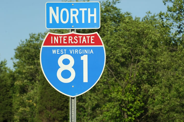 West Virginia interstate 81 sign.