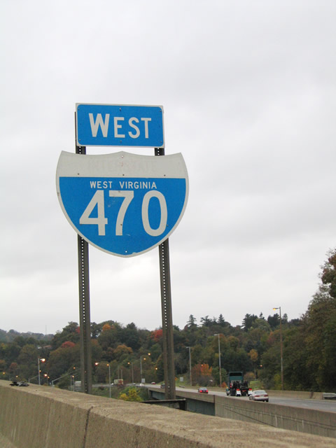 West Virginia Interstate 470 sign.