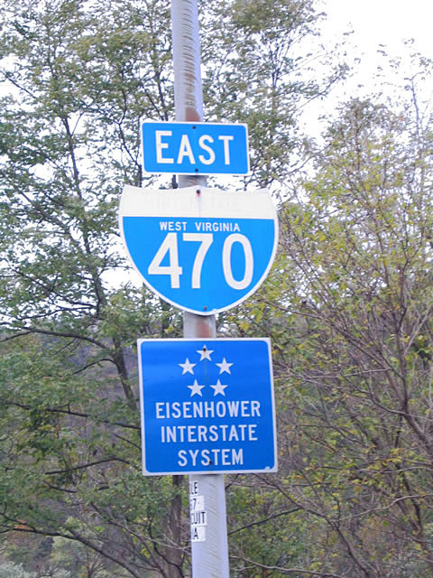 West Virginia - interstate 470 and Eisenhower Interstate System sign.