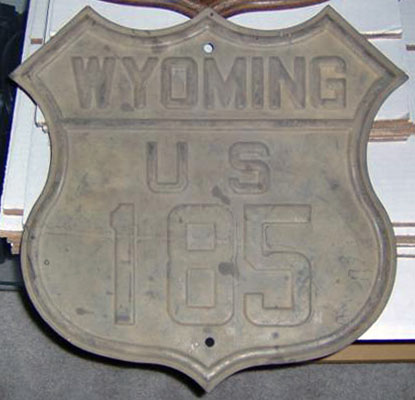 Wyoming U.S. Highway 185 sign.