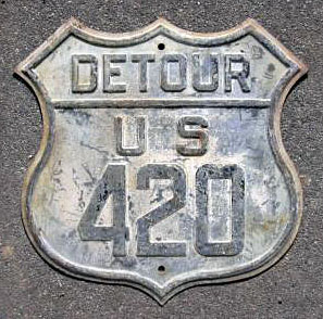 Wyoming detour U. S. highway 420 sign.