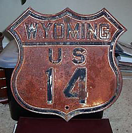 Wyoming U.S. Highway 14 sign.