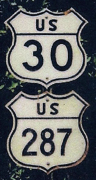 Wyoming - U.S. Highway 30 and U.S. Highway 287 sign.