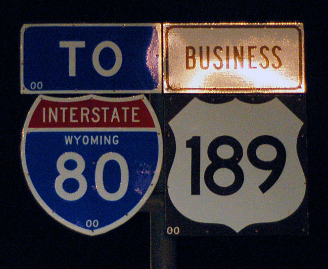 Wyoming - U.S. Highway 189 and Interstate 80 sign.